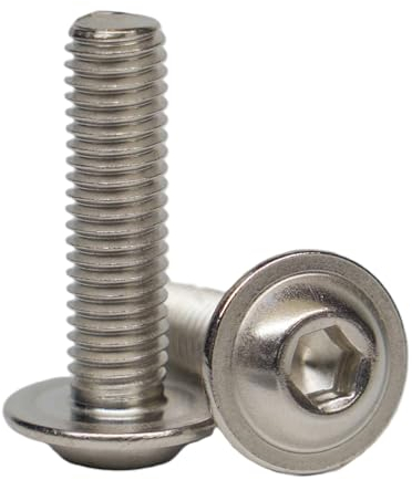 AGBERG - Viti a testa bombata M5 x 14 con flangia e esagono incassato - Viti a testa piatta [10 pezzi] in acciaio inox A2 V2A, antiruggine - ISO 7380-2