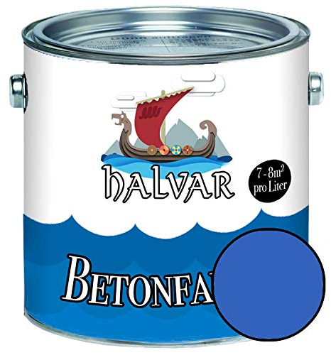 Halvar Betonfarbe/Bodenbeschichtung SEIDENMATT Blau RAL 5000-5024 Fassadenfarbe (1 L, RAL 5015 Himmelblau)