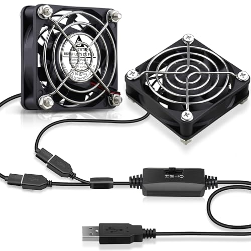 GDSTIME 2-Pack 60mm x 15mm USB Fan with 3 Speed Control, 5V Brushless DC Cooling Fans for PC Computer Case Cooler Raspberry Pi Radiator Ventilation