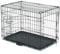 Cage Chien Pliable, Chenil pour Chien avec Cloison, bac en Plastique et 2 Portes, L (75 x 47 x 52,5 cm), Cage de Transport Chien, Lapin, Chiot et Animaux Domestique, en Metal, Noir