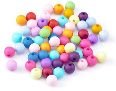 bunte Acrylperlen matt 8mm mit 1,8mm Loch, Kunststoffperlen Perlen zum basteln fädeln auffädeln Schmuck selbst erstellen machen - Bastelperlen für Armbänder Ketten (100 Stück)