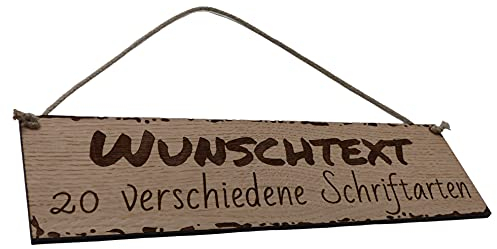Schild personalisiert aus Holz mit Gravur selbst gestalten - Eiche Holzschilder 28-59 cm