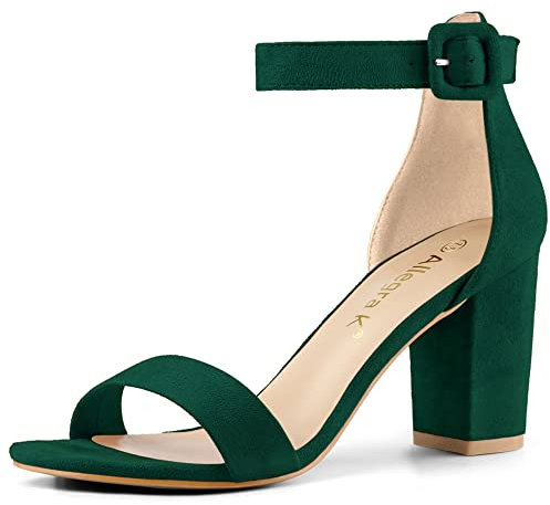 Allegra K Sandalias De Tacón Alto para Mujer Zapatilla con Punta Abierta Correa De Tobillo Verde 38