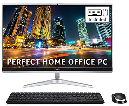 Acer Aspire C24-1650 All-in-One PC - (Intel Core i3-1115G4, 8GB, 256GB SSD, 23.8 inch Full HD Display, Wireless Keyboard and Mouse, Windows 10, Silver)