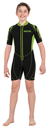 Seac Unisex-Youth Look Kid Neoprenshorty zum Schnorcheln, Tauchen und für Wasseraktivitäten für Kinder, 2,5 mm Neopren, schwarz/grün, 7 Jahren