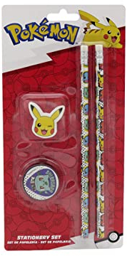 CYP BRAND POKÉMON: Ensemble de Papeterie Pokémon, matériel Scolaire, écriture, Cadeau, Crayon, Gomme, Taille-Crayon, Multicolore, Produit Officiel