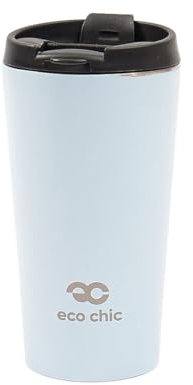 ECO CHIC Reusable Thermal Coffee Cup Stainless Steel Leakproof Insulated 330ml Travel Mug (Solid Blue)