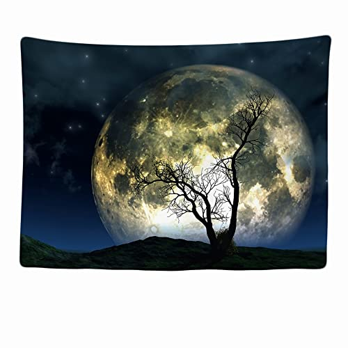 Ulticool - Wandteppich Dekoration Wohnung - Natur Vollmond Nacht Hippie Bohemien - 200 x 150 cm groß - Wandtuch Wandbehänge - Accessoires für Schlafzimmer Wohnzimmer Kinderzimmer