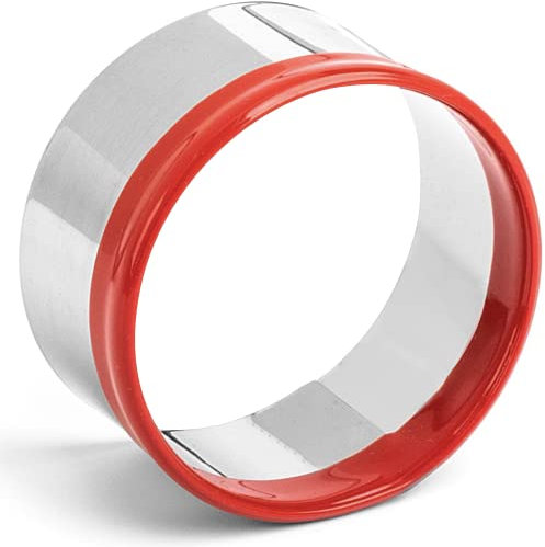 COOKIEQUE Emporte-pièces ronds de 0,4 mm d'épaisseur en acier inoxydable de qualité alimentaire très résistant - Mini emporte-pièce - Design unique avec protection en PVC rouge (1, 12,7 cm)