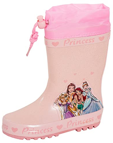 Disney Mädchen Prinzessin Krawatte Top Gummistiefel Warm Gefüttert Gummistiefel Kinder Schneeschuhe, rose, 27 EU