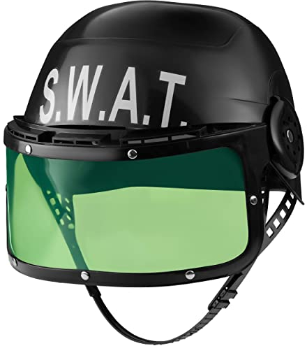 Balinco SWAT Helm mit Kinnriemen & Visier hochklappbar, S.W.A.T. Ausrüstung,SEK, Polizei, FBI, Spezialeinheit, Fasching, Karneval, Motto Party
