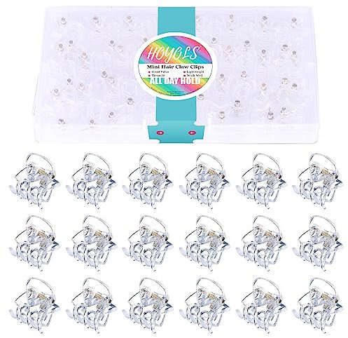 HOYOLS Horquillas Pequeñas Transparentes – Mini pinzas de garra para el cabello, accesorios diminutos y adorables de plástico con agarre fuerte, antideslizantes, ideales para mujeres – 48 unidade