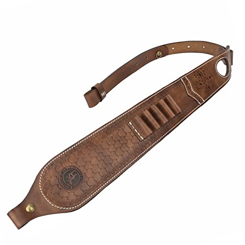 TOURBON Imbottito porta munizioni in pelle deluxe per fucile con foro di riposo