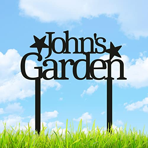 KGYMOT Personalisierte Stern Gartenstecker Namensschild Benutzerdefinierte Stern Metallschild Rasen Hof Dekor Kunst Garten Metallschilder mit Pfahlen