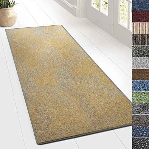KARAT Teppich Läufer für Küche, Flur & Wohnraum - Teppichläufer auf Maß - Meterware - Flurteppich - Küchenläufer - Wohnzimmer Teppich (80 x 150 cm, York - Gelb)