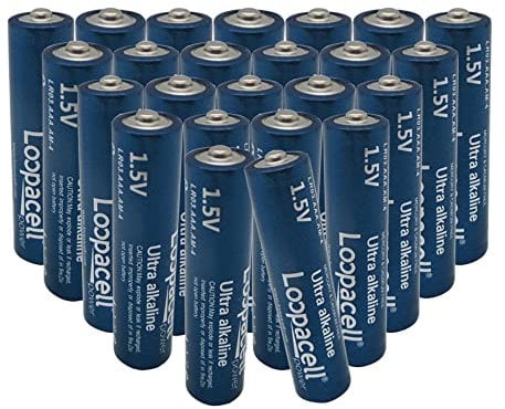 LOOPACELL AAA Alkaline Batteries (Pack of 24) 1.5V - Includes Battery Organizer Kit