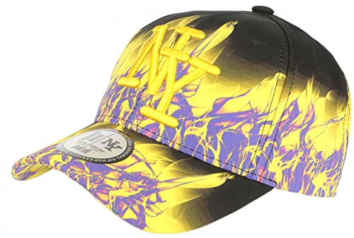 Hip Hop Honour Kappe NY Gelb und Violett, Streetwear, Baseball Fire, Mütze – Größe: Einheitsgröße – Farbe: Gelb – Unisex, gelb, Einheitsgröße