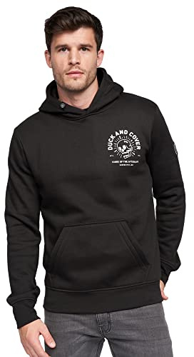 Duck and Cover - Mens 'LENMORE' Everyday Essential Pullover Hooded Sweatshirt Fleece Hoodie (L, Black)