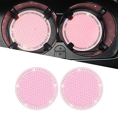 Fogfar Lot de 2 dessous de verre antidérapants universels pour porte-gobelet de voiture - 7,9 cm - Rose