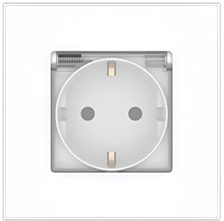 PULSAR Steckdose mit Deckel Unterputz Glas Weiß Wandsteckdose 1-Fach mit Klappdeckel, Steckdosen Einfach 86 x 86mm16A 250V für Bad, Küche, Feuchtraum, IP44