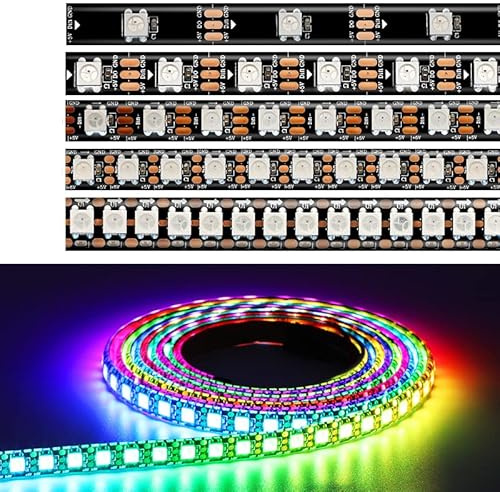 WS2812B WS2812 Digital Flexible Einzeln Adressierbare Pixel Led Streifen RGB LED Streifen 30/60/74/96/144Pixel/Leds/M Band Licht 5V (Black PCB IP30, 1 M 144 Led/M)