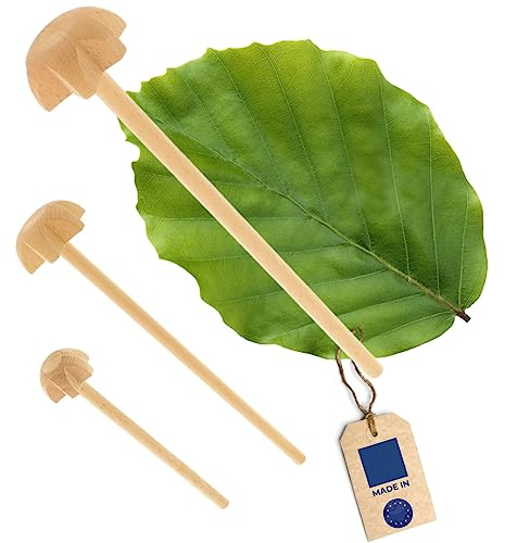 HOFMEISTER® Praktisches Set aus 3x Holzquirl, verschiedene Größen (16cm, 25cm, 30cm) zum nachhaltigen Kochen in allen Töpfen und Pfannen, hergestellt aus natürlichem Buchenholz, plastikfrei