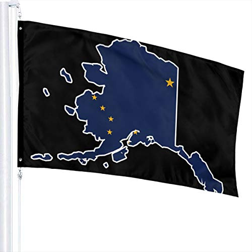 Flagge, 3 x 5 Flagge, Karte von Alaska-1, einlagige, durchscheinende Flagge aus 100% Polyester, 90 x 150 cm