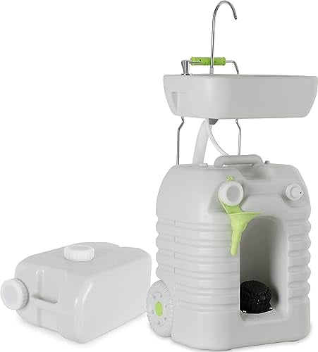 Stagecaptain PSW-45 Quixie Lavabo portable pour camping set deluxe - Station de lavage mobile l'extérieur voyage avec réservoir d'eau à pompe mécanique - Fonction chariotet réservoir d'eaux usées