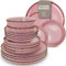 Steingut Geschirrset 6 Pers. Rustic 24-tlg Hochwertiges Landhausstil TEST SEHR GUT Steingut Geschirr Set - Schüssel- und Teller Set - Tafelservice 6 Personen Geschirrsets Pure Living in Rose