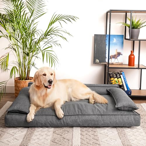 PillowPrim Hundebett, Haustiermatratze, Katzenbett, Hundekissen, Hundekorb, Hundesofa, Liegeplatz für Hund, Orthopädische, Möbel, Anthrazite, 120x77 cm