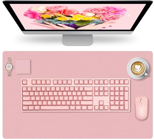Sevenpers Tischunterlage, Schreibtischunterlage aus Kunstleder, Multifunktionale Schreibtischmatte, Lebendige Farbe Schreibtischschutz Tischmatte für Kinder, Büro, Zuhause (60x35cm, Rosa)