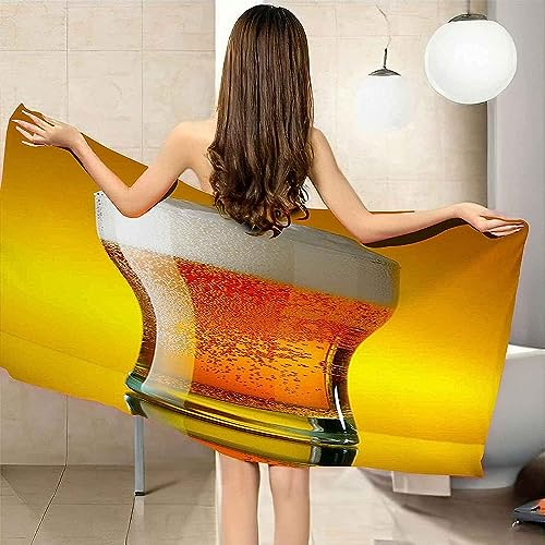 Microfibre Lightweight Beach Towel Xxl 200 X 200 Cm Oversized Extra Large Beer Mug On Yellow Background Thin Sand Towels Travel Swim Pool Yoga Gym Camping For Adults Women Men Beach Essentials -1S1M