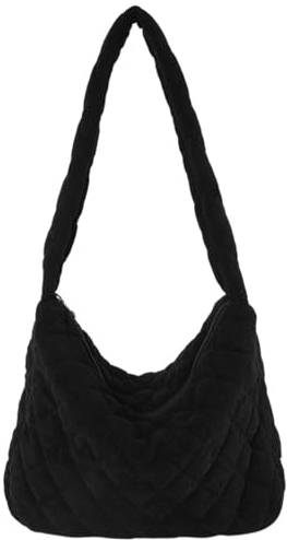 Makukke Cord Umhängetasche Damen Groß Shopper Tasche Schultertaschen Crossbody Bag für Arbeit Büro Reisen Einkaufen Schule,Schwarz Tasche