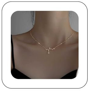 Dervivea Vintage Kristall Herzschlag Choker Halskette Gold Ecg Herzschlag Halskette Herz Lebenslinie Puls Anhänger Halskette Cz Ecg Halsketten Elektrokardiogramm Halskette Kristall Kardiogramm
