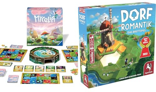 Ravensburger 27489 - Mycelia - Deckbuilding Spiel für Familien & Pegasus Spiele 51240G Dorfromantik *Spiel des Jahres 2023* Brettspiele