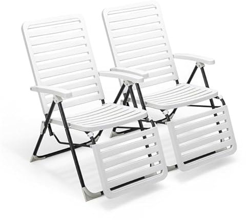 GOPLUS - Silla de relajación plegable, chaise longue con respaldo y reposapiés ajustables de 7 posiciones, sillón reclinable resistente a las inclemencias del tiempo, para terraza, jardín, piscina,