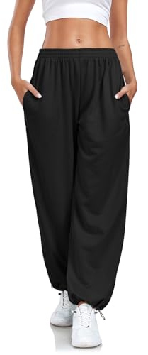 Enwokran Pantaloni Sportivi Donna della Tuta a Vita Alta e a Gamba Larga Casual Elastici con Tasche Comodi Larghi Sport Allenamento Palestra Fascia Elastica Sweatpants