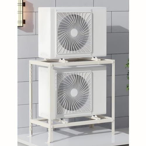 Zfmnoyev Doppelstöckiger Mini-Split-Bodenständer, Kondensatorständer Aus Verzinktem Stahl, Halterung Für Externe Klimageräte, Platzsparend (Farbe : Weiß, Größe : 800x800x400mm)
