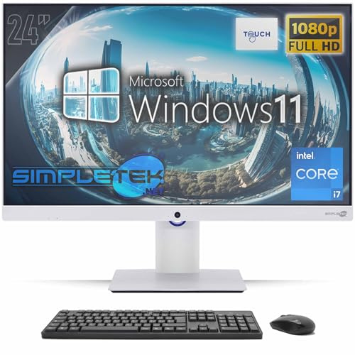SIMPLETEK - All-in-One Computer Touch 24 FHD Core i7 3.8GHz | Windows 11 Pro 8GB RAM - SSD 240GB | Touchscreen PC Aio Integrierte Webcam
