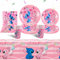Luchild Partygeschirr Set- 51Pcs Rosa Pappteller Party Kindergeburtstag Geburtstag Geschirr Set, Mädchen Geburtstag Deko Party Supplies Set Becher Teller Tischdecke Servietten Tassen 10 Gäst