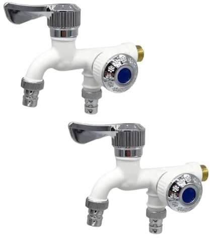 Joselin Distributore per rubinetto a 2 vie, 2 pezzi, divisore per tubo da giardino, doppio rubinetto per esterni,