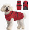 Katzinst Wintermantel Hund mit Hohem Kragen und Reflektierenden Streifen, Hundemantel mit Bauchschutz, Warmer Wintermantel Hund für Pudel, Cocker Spaniel, Abend-Gassi, Rot, M