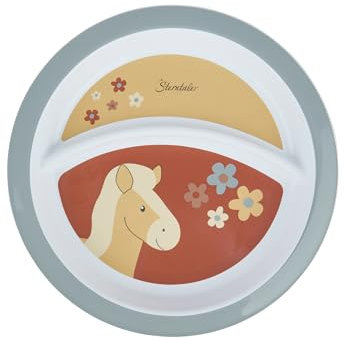 Sterntaler Teller Pferd Sunny - Baby Teller aus hochwertigen Materialien - Baby Geschirr mit rutschfestem Sockel - Kinder Teller, mattrot