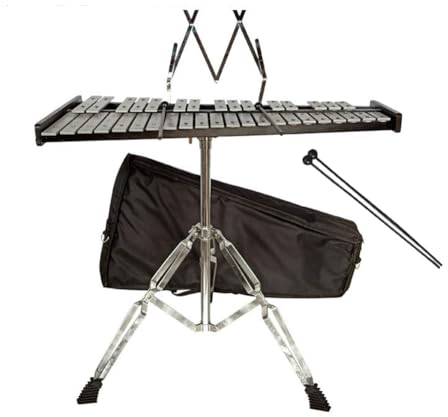 HDYNUZ Professionelles Glockenspiel-Xylophon mit 37 Tönen, Holzrahmen und Aluminiumstangen, Schlaginstrument mit Tragetasche für Anfänger