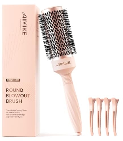 AIMIKE Rundbürste zum Föhnen mit Ionischen Borsten - Große Haarbürste für Stylen, Locken und Glätten - Für Langes Haar und Mehr Volumen, 43mm