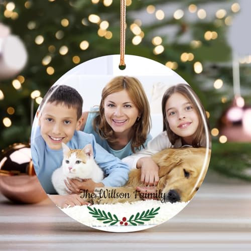 Personalised Photo Christmas Bauble,Personalised Xmas Tree Decoration,Custom Photo Text Christmas Ornaments Xmas Gifts For Kids Girls Boys(Round,Ceramics)