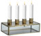 Marrakesch Vintage Kerzenständer & Aufbewahrungsbox in einem aus Metall & Glas 20cm Gross | Adventskranz Noral Gold antik für 4 Kerzen als Weihnachtsdeko | Kerzenhalter ideal Aesthetic Herbstdeko