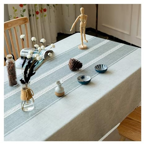 Tischdecke Abwaschbar Grau, Polyester Tischdecke Outdoor Streifen Tischdecke Rechteck 140x200CM für Wohnzimmer, Esszimmer, Balkon, Garten