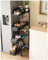 UMDONX Premium Metal Storage Trolley Pull out Drawers Narrow 4 Tier, Vegetable Fruit Rack Kitchen Organiser Spice Cart, Slim Shelving Unit with Universal Lockable Wheels - Black