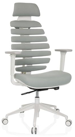 hjh OFFICE Profi Bürostuhl Ergo LINE W Drehstuhl mit ergonomisch geformter Rückenlehne inkl. Lordosenstütze, Hellgrau